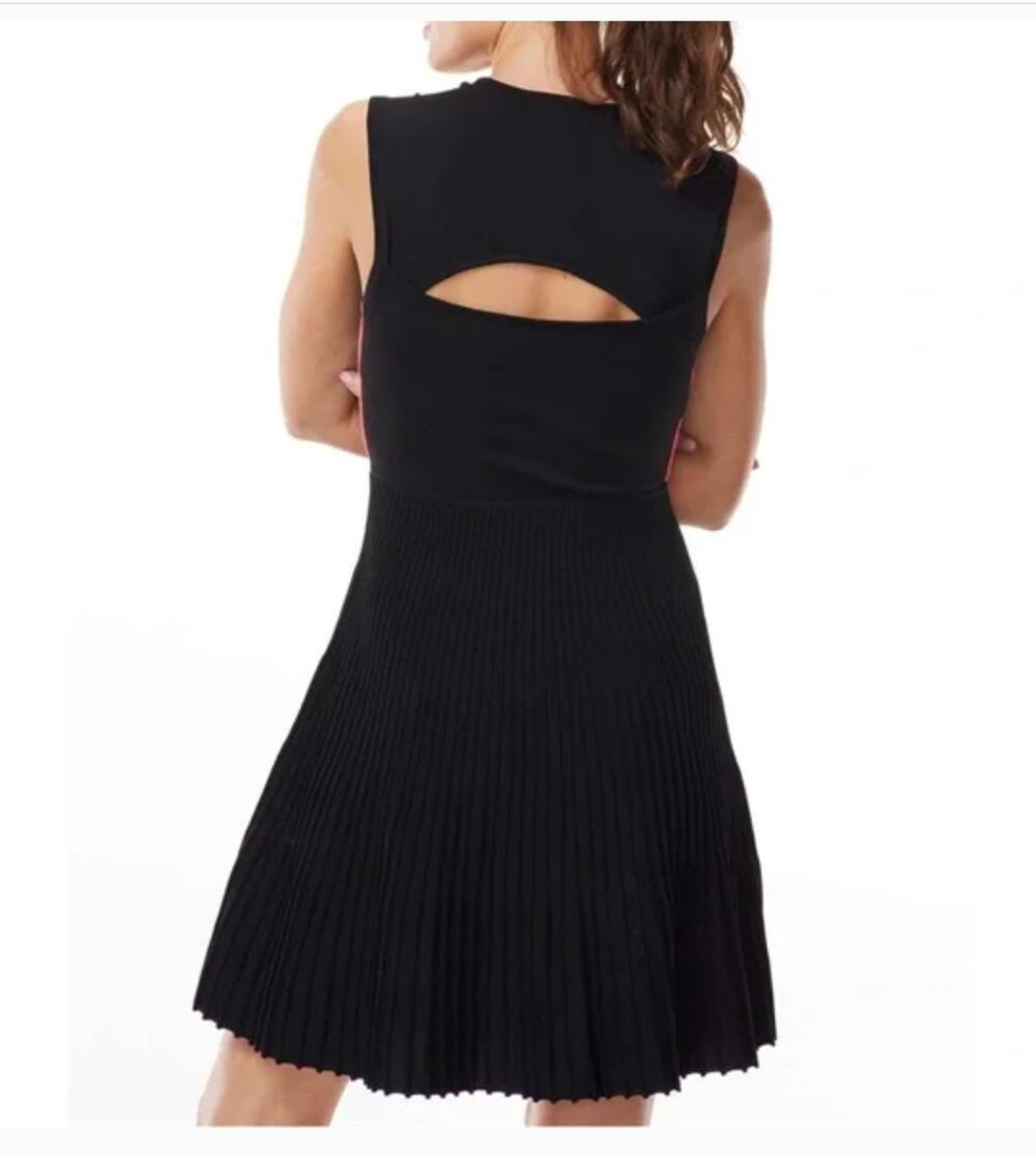 NWT PXG Eclipse Sleeveless Knitted Pleat Dress Black S Luxury Golfwear